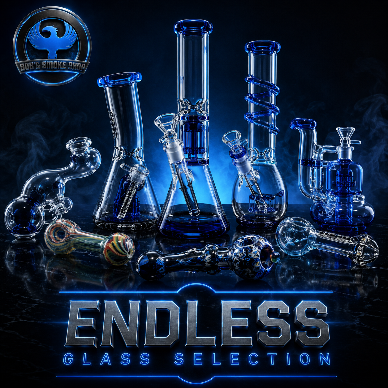 Endless Glass Selection at Bob's Smoke Shop